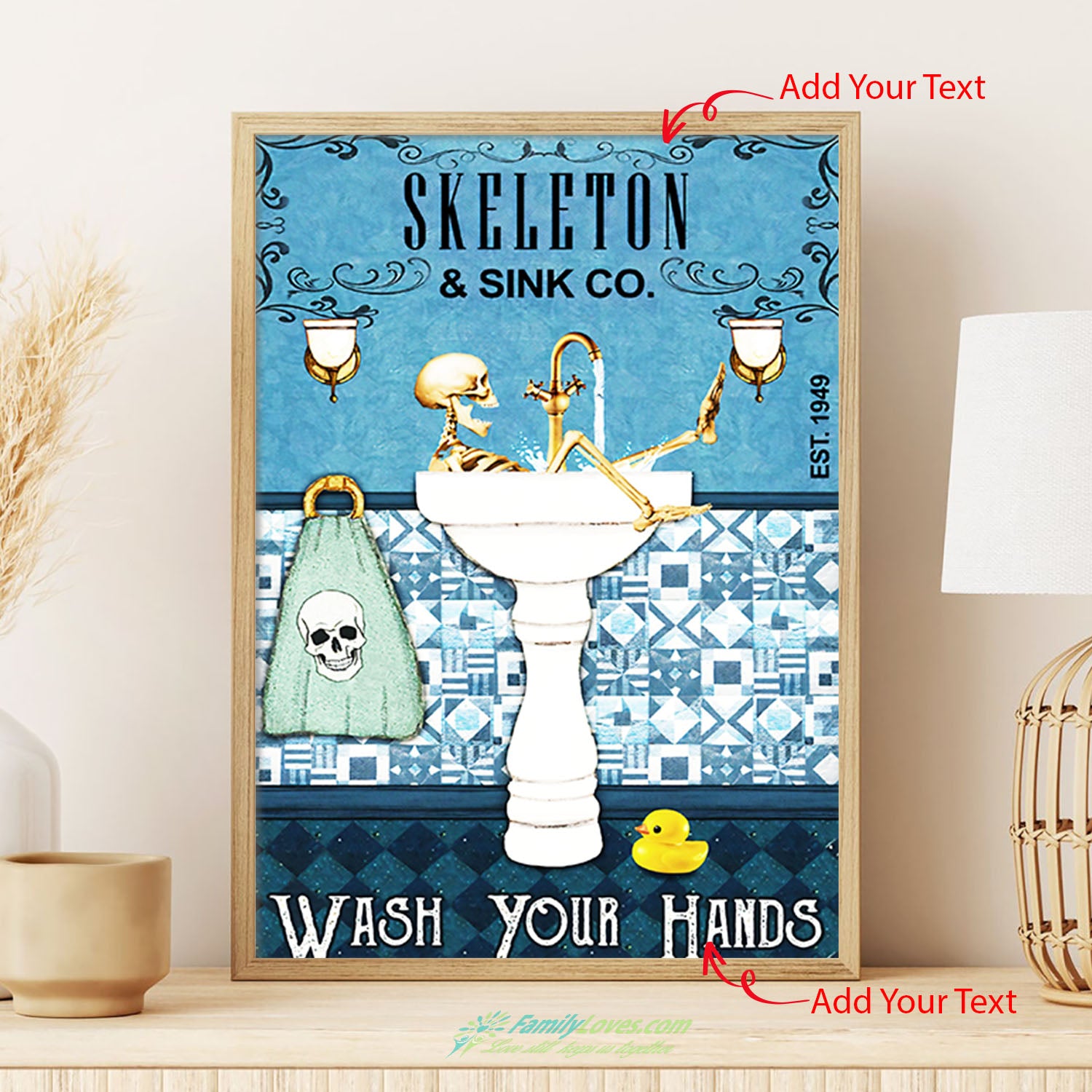 Skeleton Sink Co Wash Your Hands Large Canvas Wall Art Poster Prints All Size 1