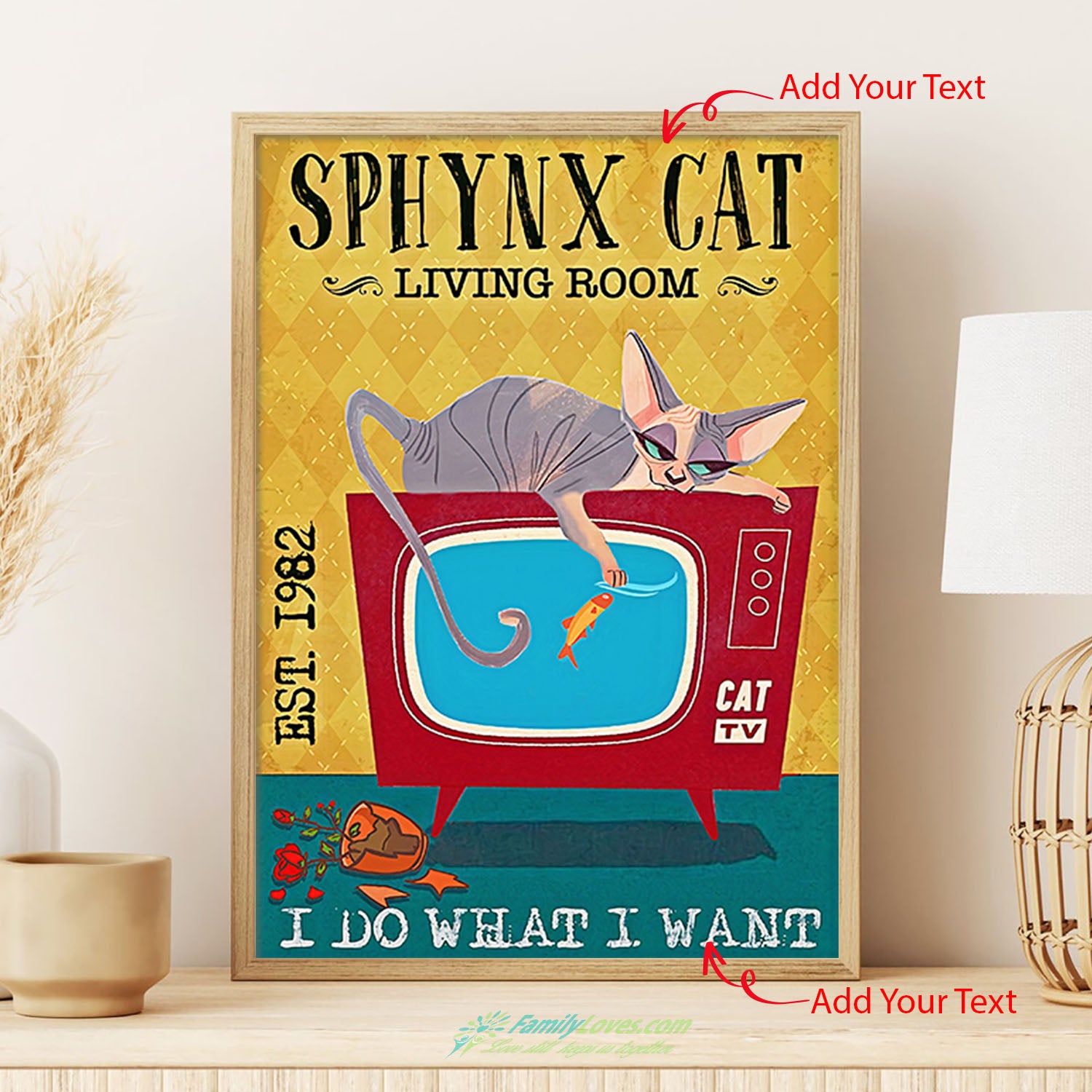 Sphynx Cat Living Room Canvas Frame 12X18 Poster Frame All Size 1