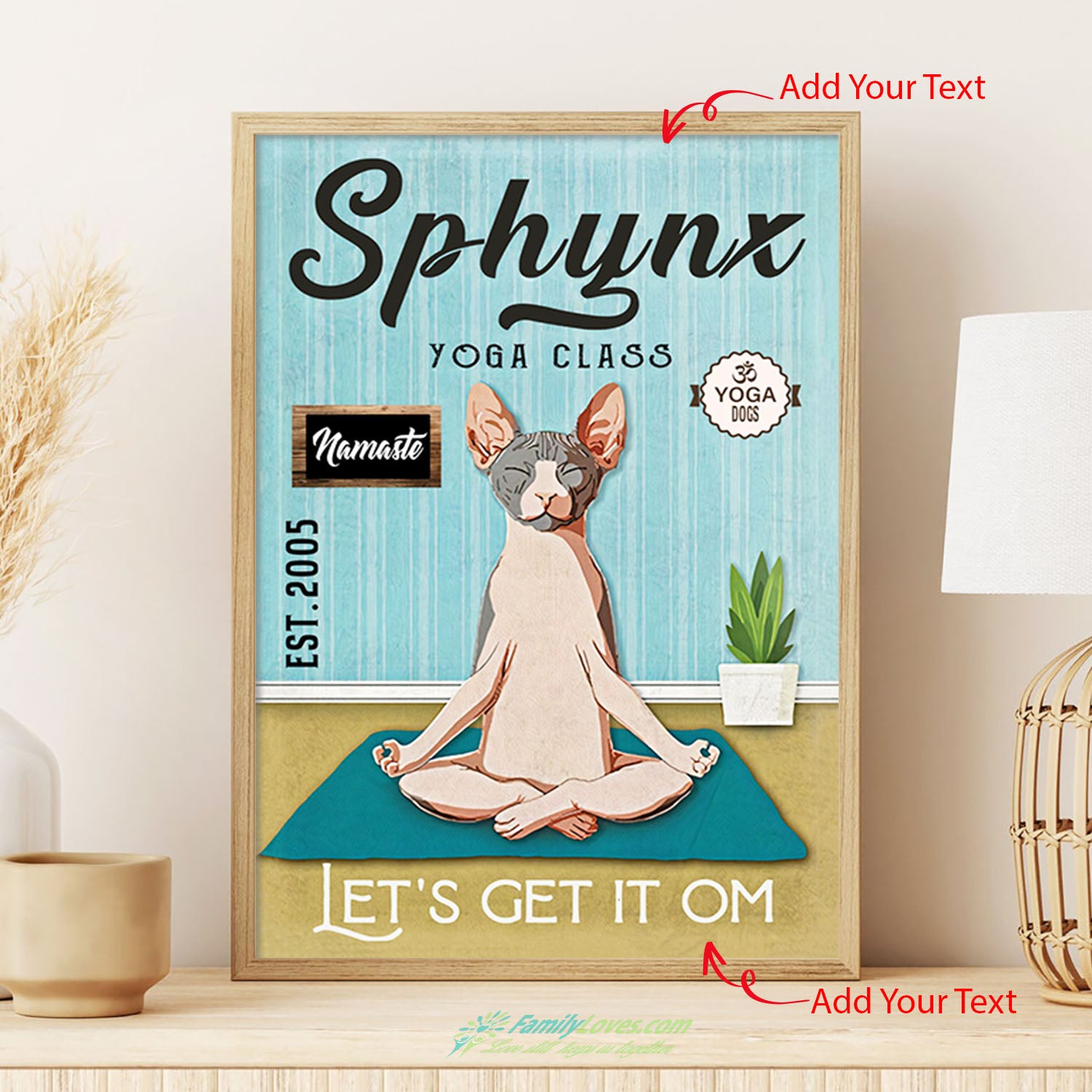 Sphynx Cat Yoga Club Wall Art Farmhouse Sign Decor Birthday Wedding Housewarming Gift Ready To Hang Black Canvas For Painting Poster Holder All Size 1