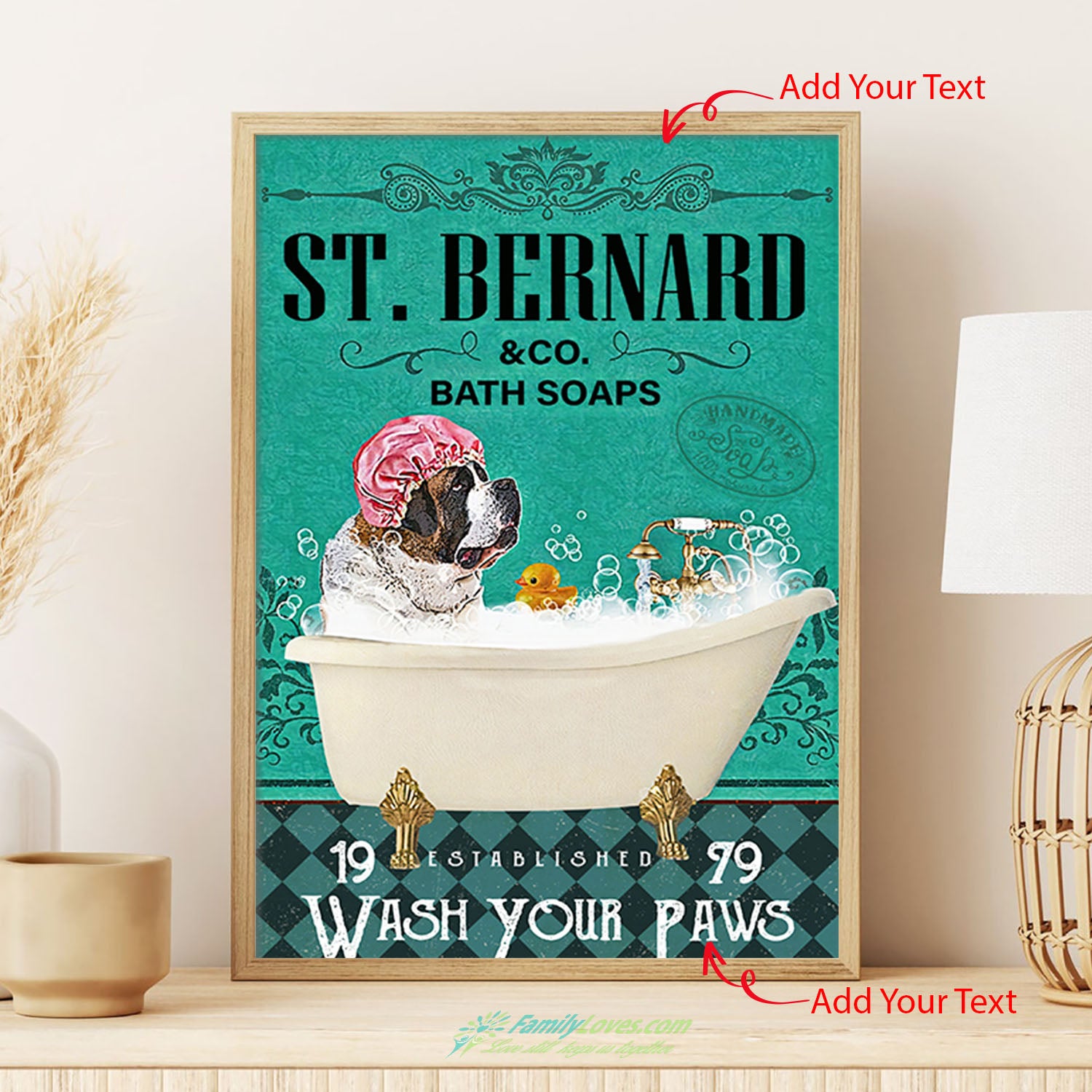 St. Bernard And Co Bath Soaps Wash Your Paw Canvas Oil Painting Poster 18X24 All Size 1