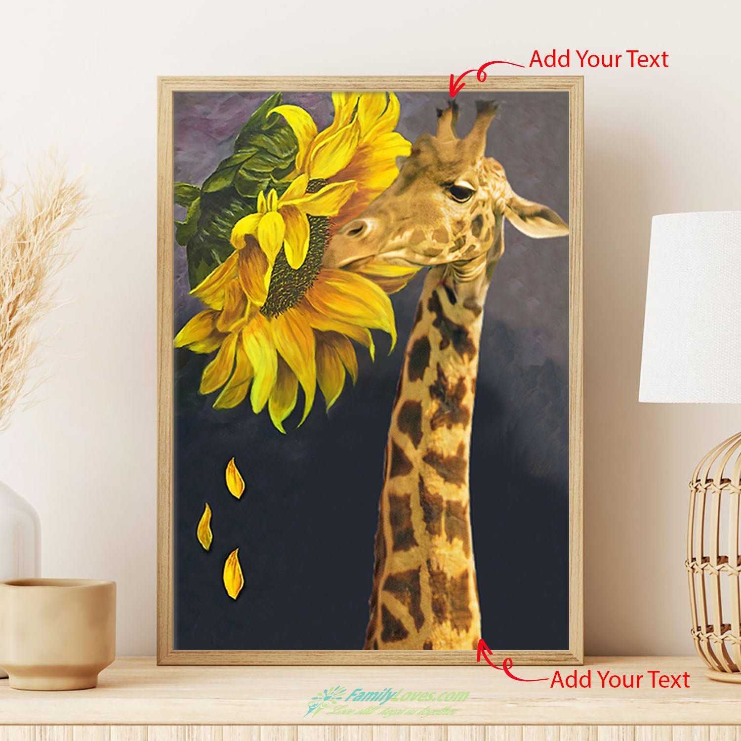 Sunflower And Giraffe Large Canvas Art Poster 24X36 All Size 1