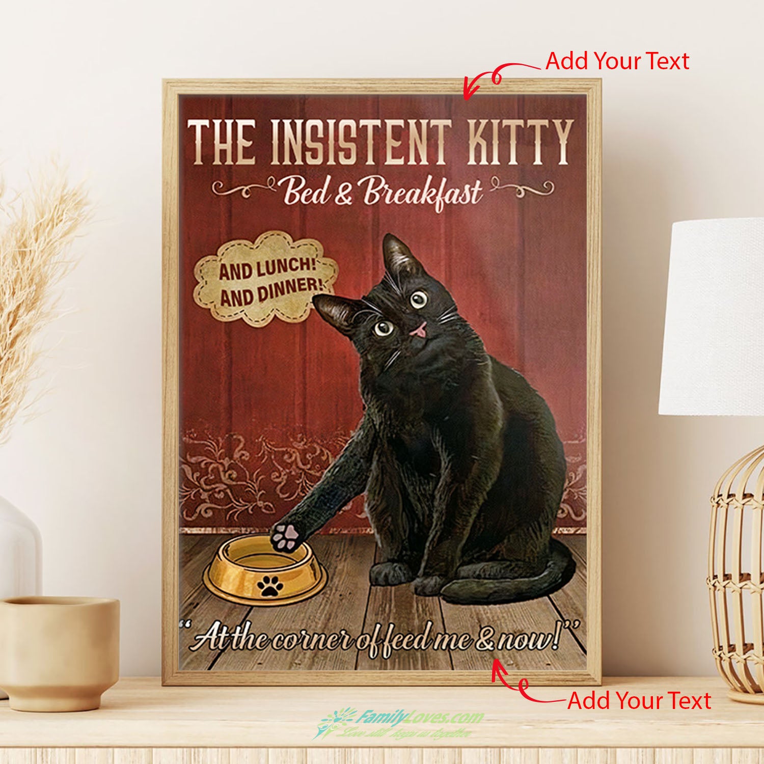 The Insistent Kitty Bed And Breakfast And Lunch And Dinner Canvas 16X20 Poster 18X24 All Size 1