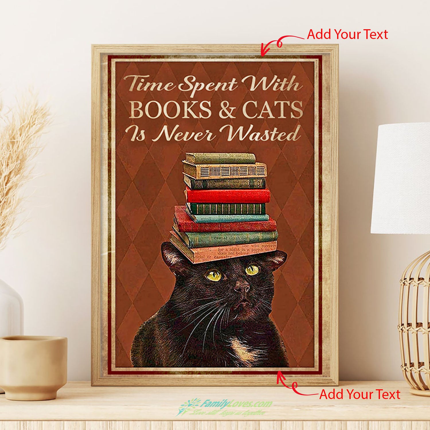Time Spent With Book Cat Canvas Wall Art For Living Room Poster Decor All Size 1