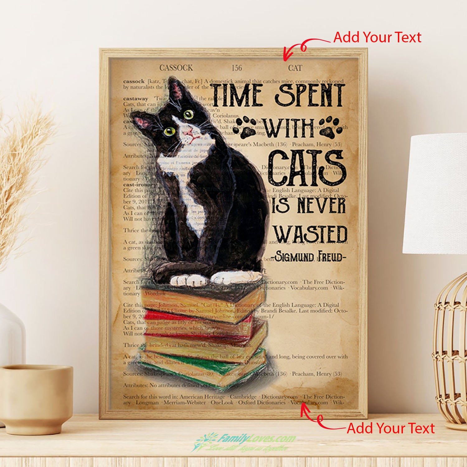 Time Spent With Cats Framed Canvas Wall Art Poster Mount All Size 1