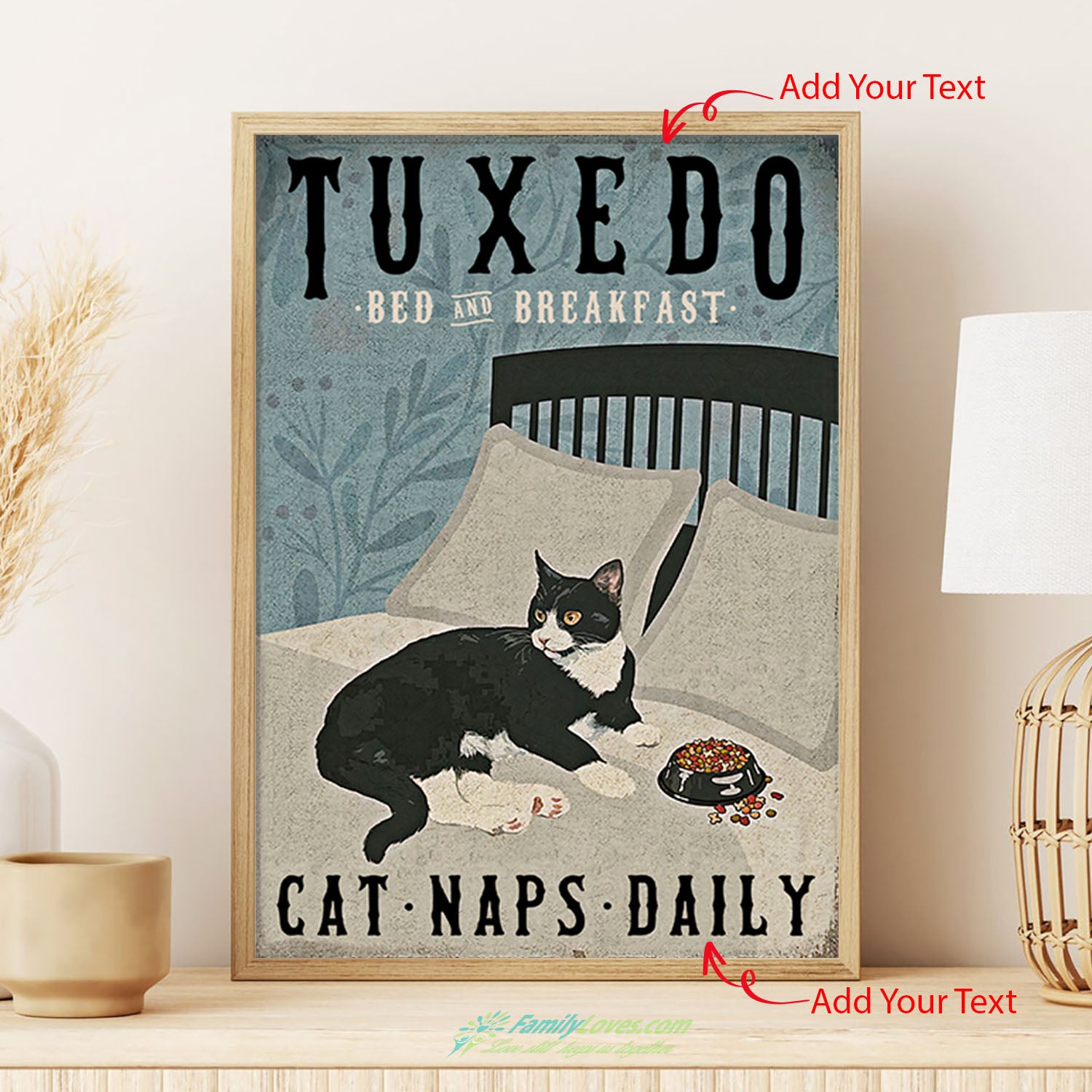Tuxedo Bed And Breakfast Cat Naps Daily Canvas Wall Decor Poster Of A Window All Size 1