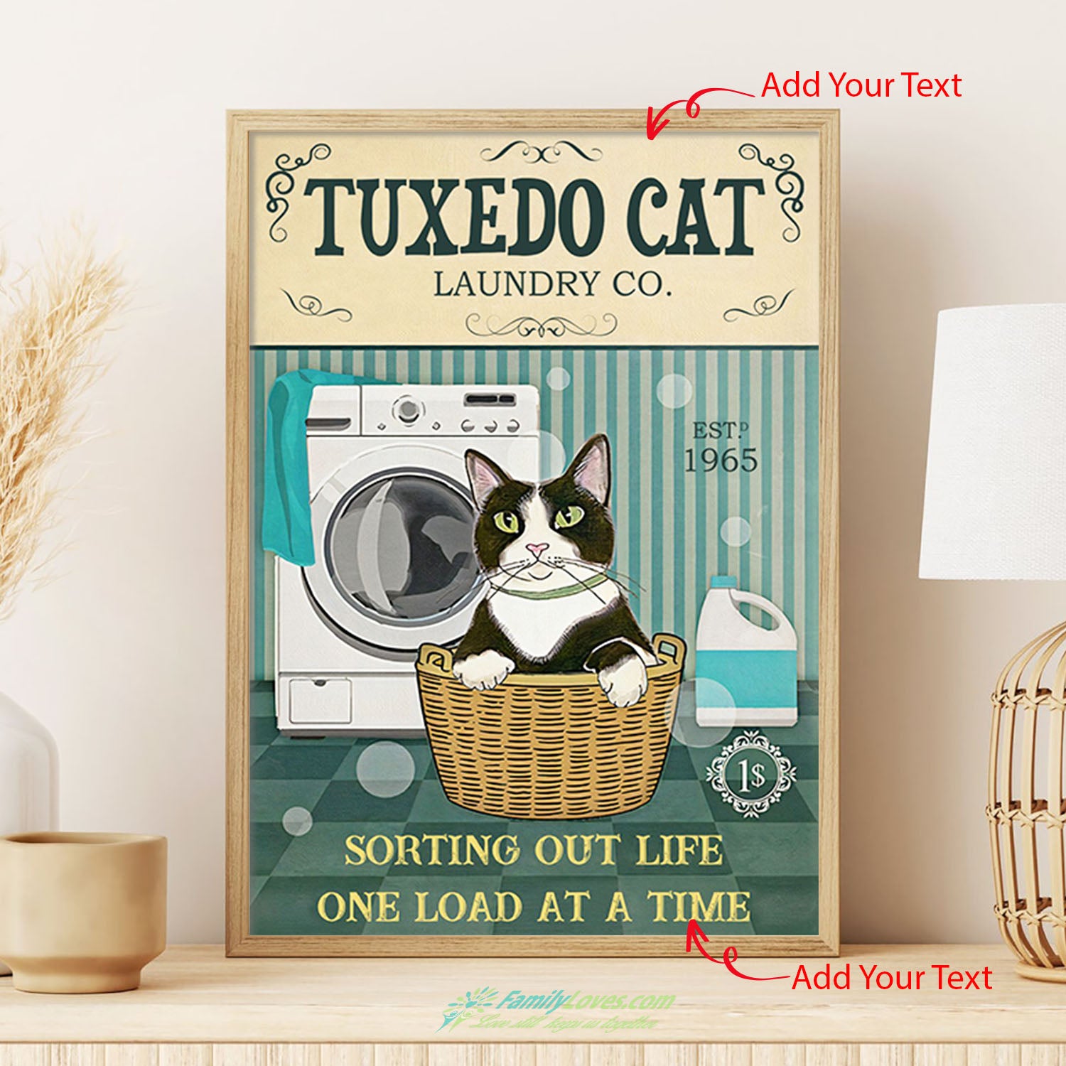 Tuxedo Cat Laundry Co Sorting Out Life Canvas 11X14 Poster Room Decor All Size 1