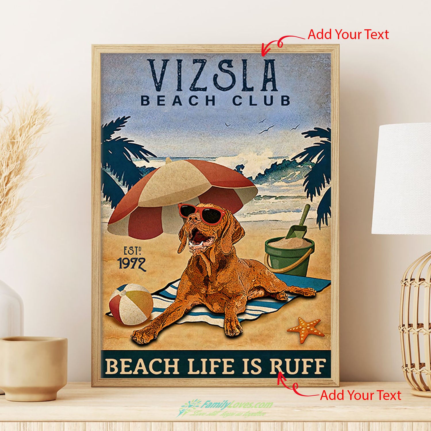 Vizsla Beach Clup Dog Canvas Prints Poster Prints All Size 1