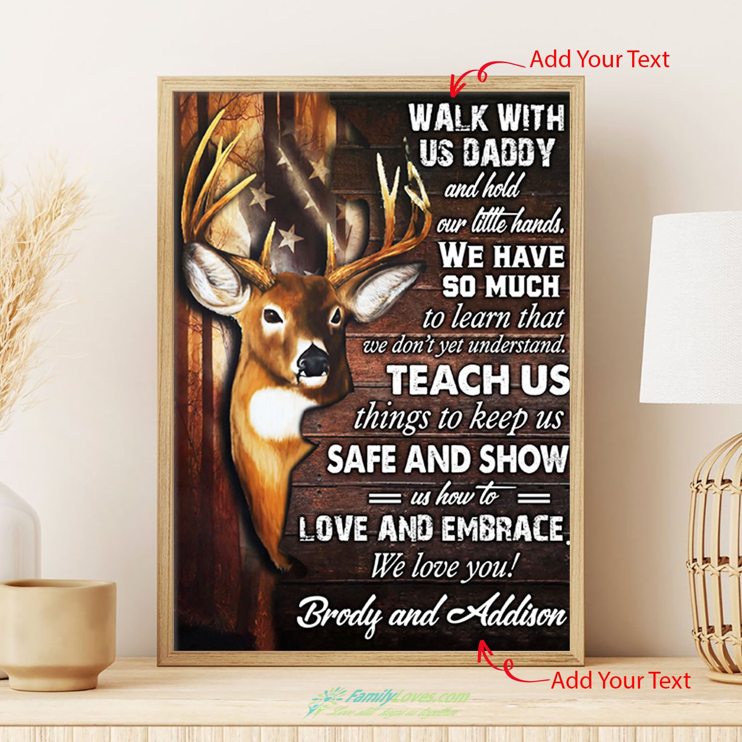 Walk With Us Daddy Deer Wall Canvas Art Poster Wall Decor All Size 1