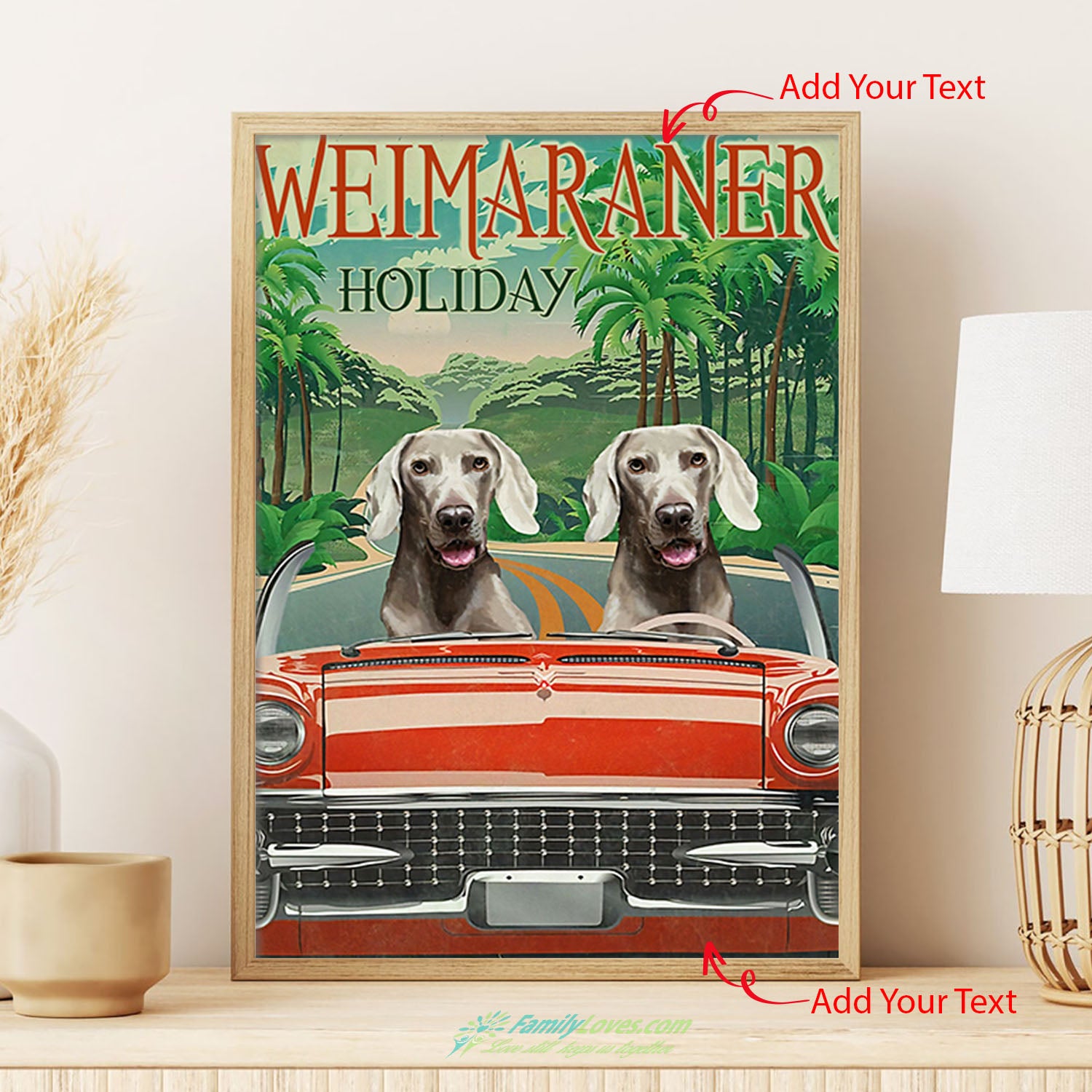 Weimaraner Holiday Funny Dog Loves Vintage Wall Art Gifts Painting Canvas 24X36 Poster Frame All Size 1