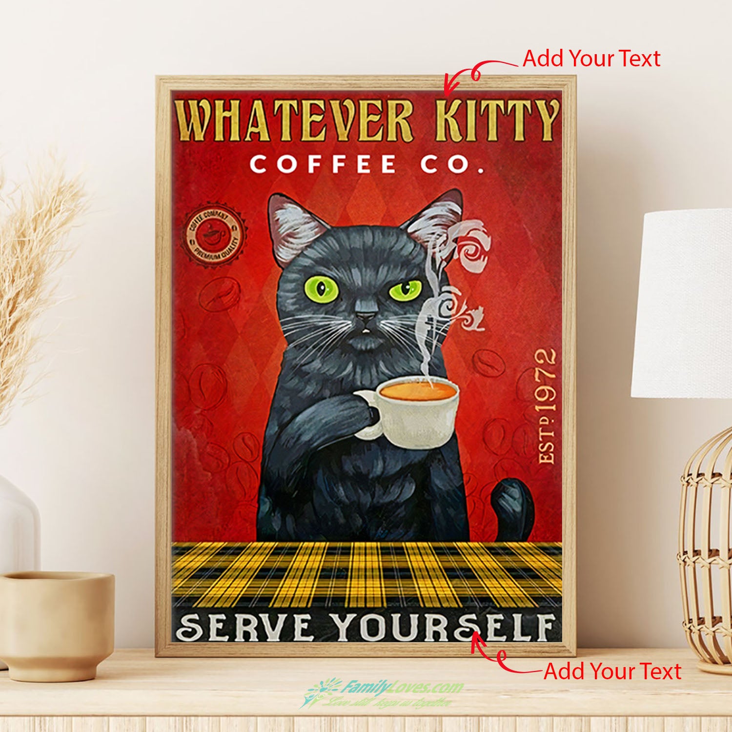 Whatever Kitty Serve Yourself Canvas Large Poster 18X24 All Size 1