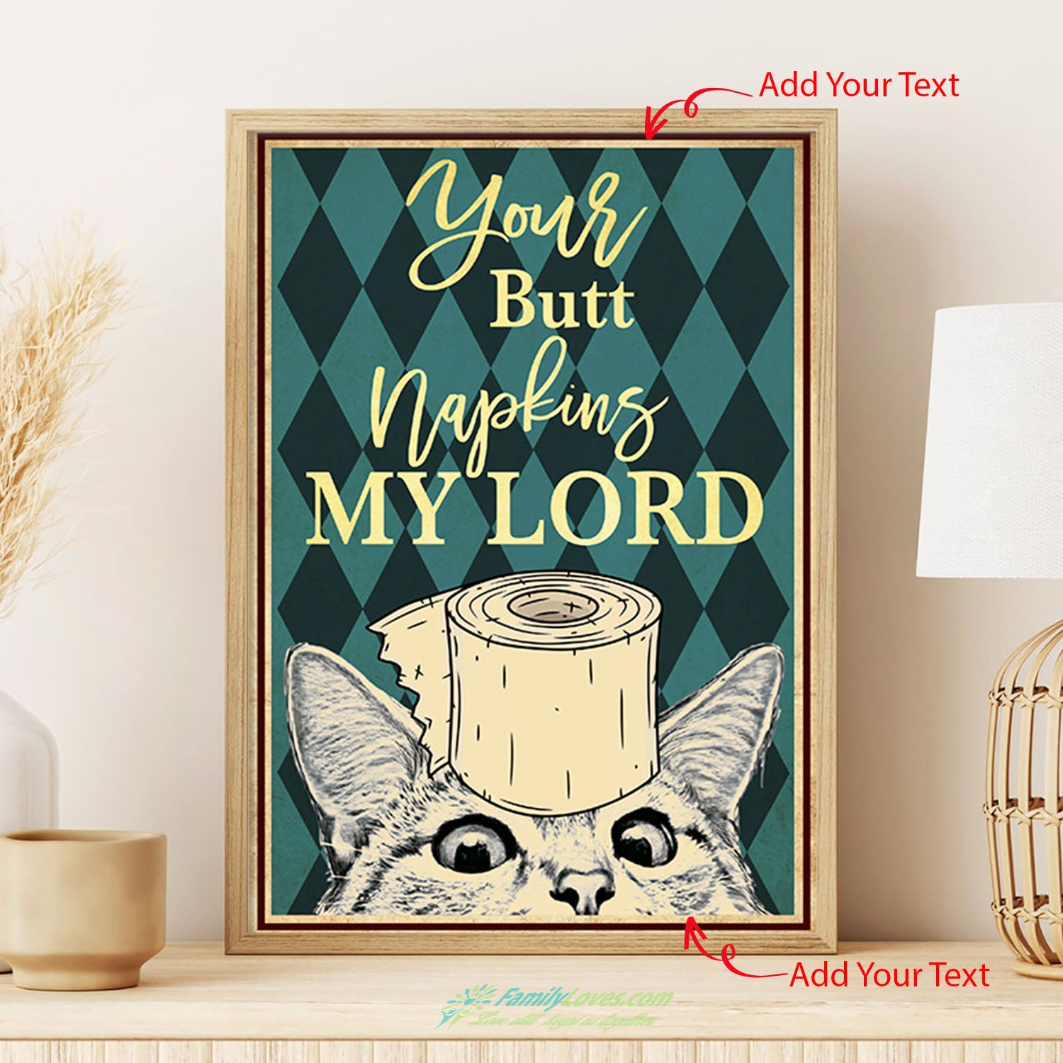 White Cat Your Butt Napkins My Lord Frame For Canvas 16X20 Poster Wall Decor All Size 1