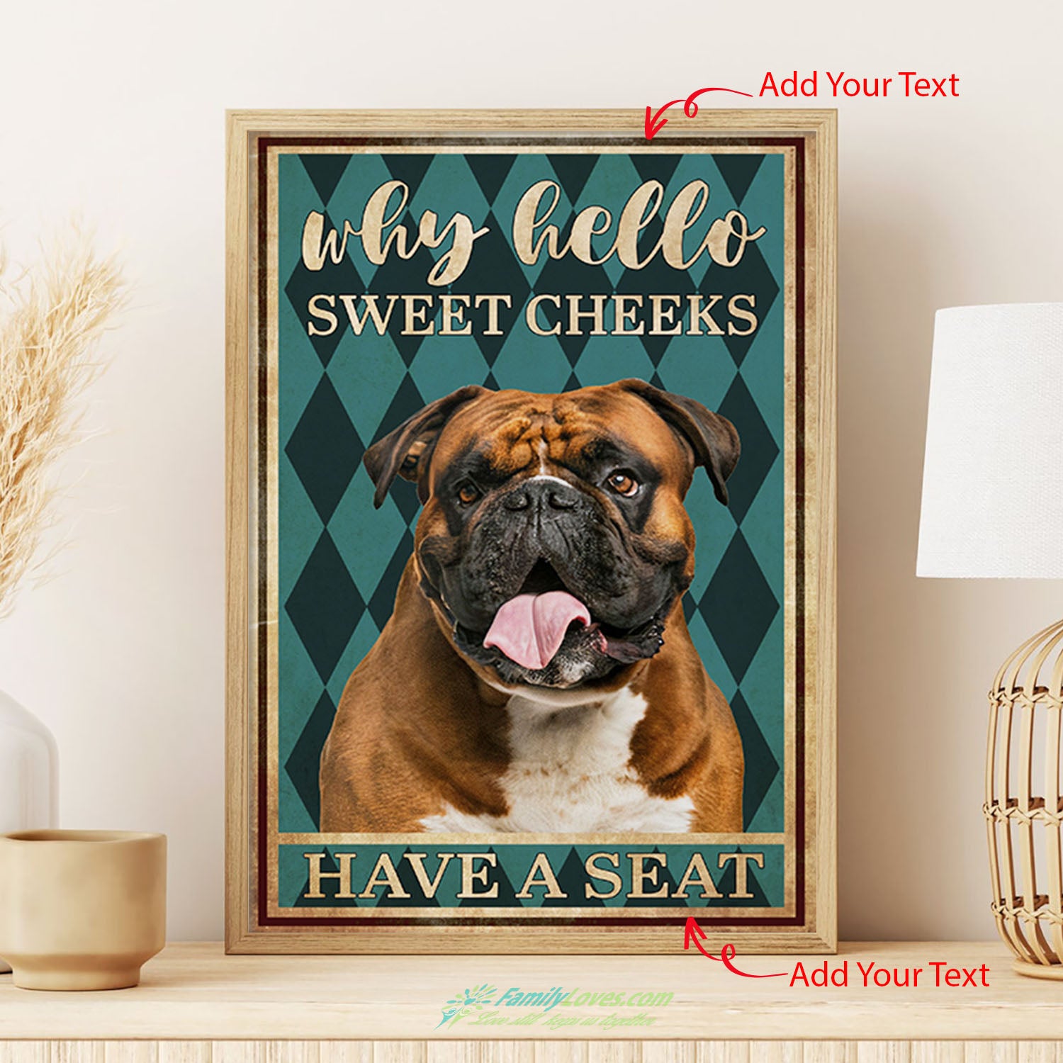 Why Hello Sweet Cheeks Dog Wall Canvas Art Poster 24X36 All Size 1