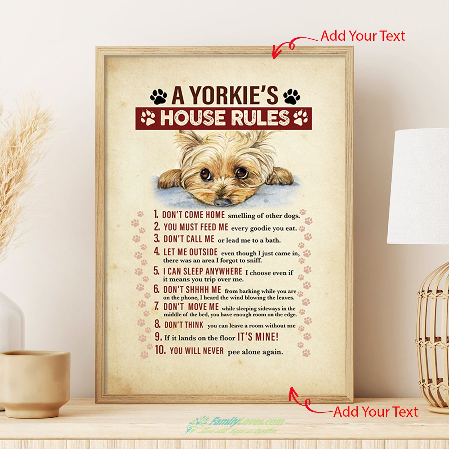 Yorkie Rules Dog Canvas Art Poster Hanging All Size 1