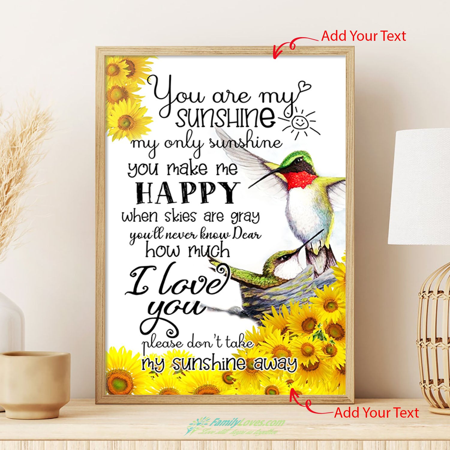 You Are My Sunshine My Only Sunshine Hummingbird Canvas For Painting Poster Printer All Size 1