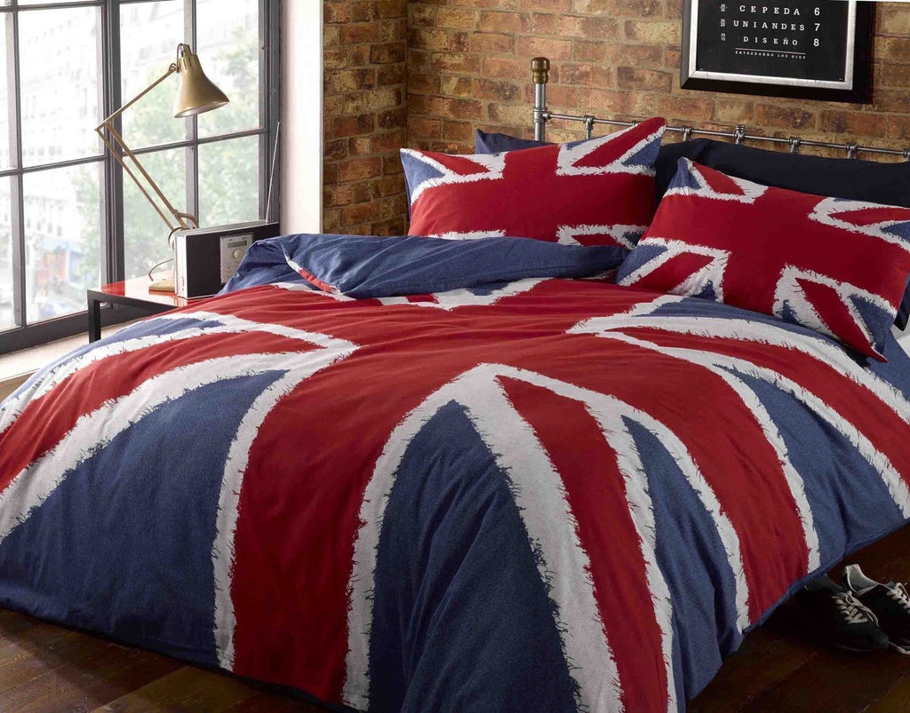 Union Jack Duvet Quilt Cover Bedding Set Navy Red White British