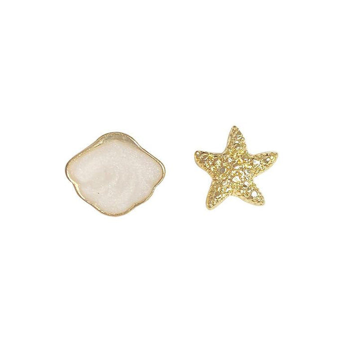 E096 | S925 Silver | Asymmetric Starfish Shell Earrings Ear Clips