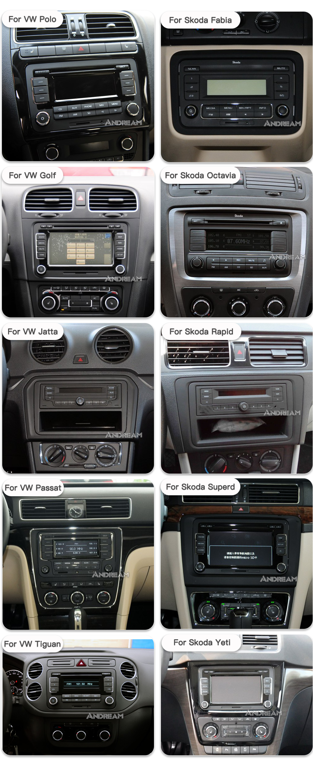 Excellent EU Stock 8" 2 Din Car Stereo Radio With VW CarPlay & Android auto For Volkswagen POLO PASSAT TOURAN Golf 5 6 Skoda Seat Leon B6 0