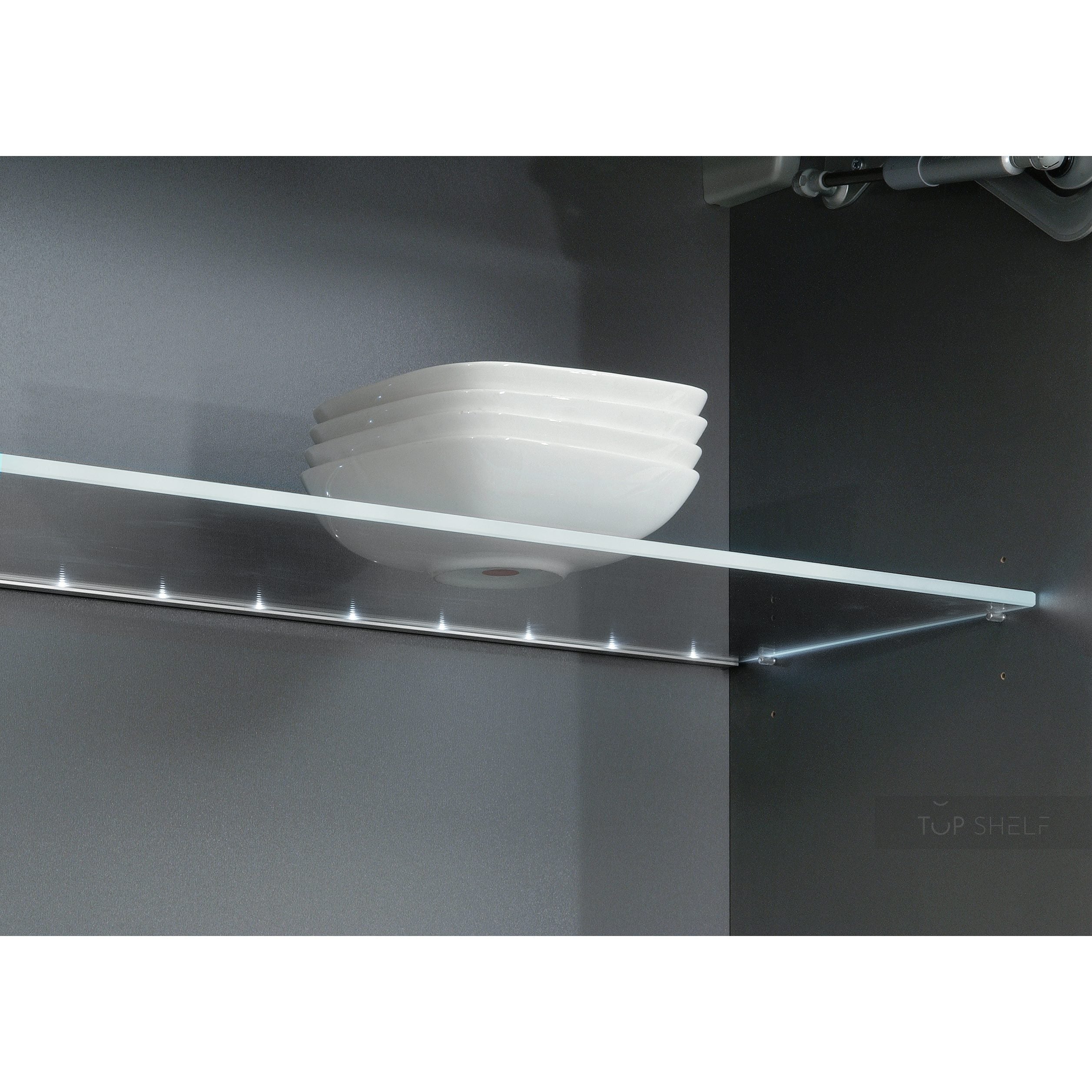 Taille beweeglijkheid Behoort Nobilia Glazen legplanken met LED- verlichting van glazen randen voor  wandkasten met glazen GB-WSG45 45 cm - TOP-SHELF.de
