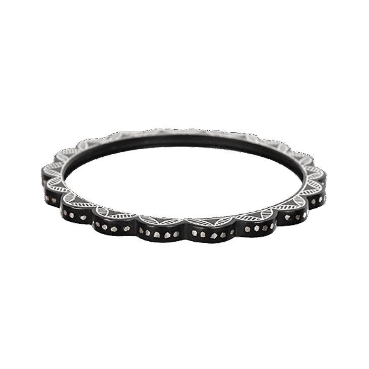 Raj Scalloped All-Dots Inlay Bangle