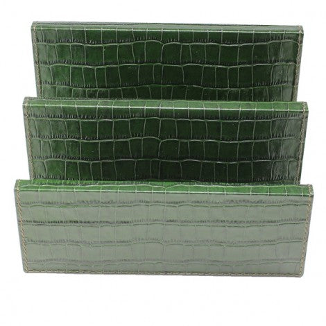 Green Croc Leather Mail Holder