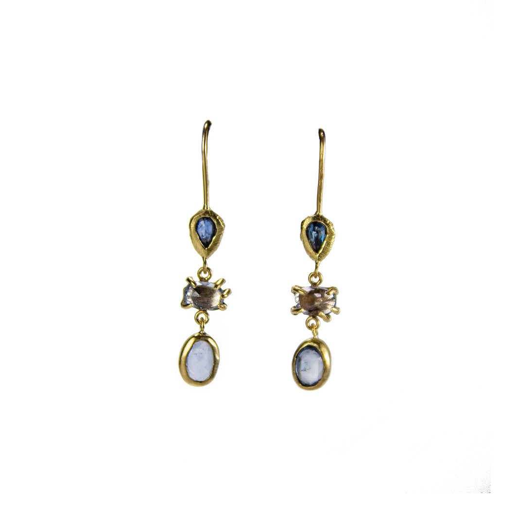 Three Sapphire Drop Earring