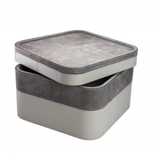 Light Grey Square Calfskin Stacking Tray