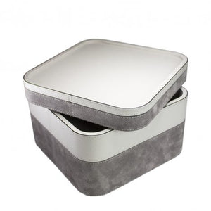 Light Grey Square Calfskin Stacking Tray
