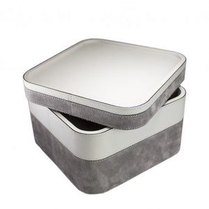 Grey Square Suede Stacking Tray 2