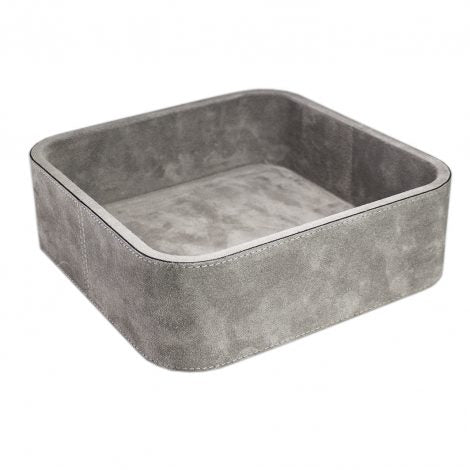 Grey Square Suede Stacking Tray 1