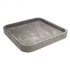 Grey Square Suede Stacking Tray 3