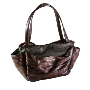 Large Brown Boen Nylon & Leather Handbag