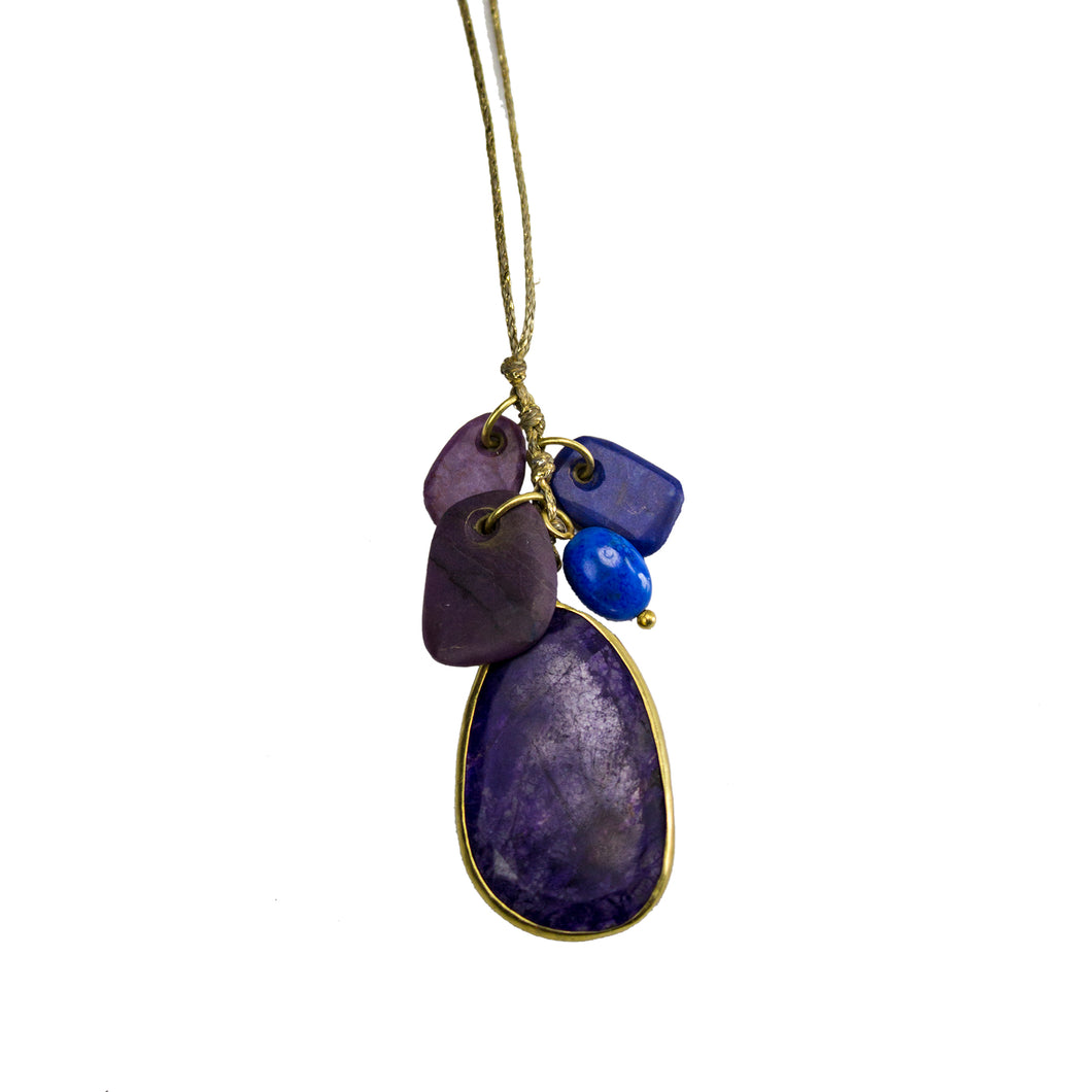 Sugilite and Lapis Cluster Colette Pendant Necklace