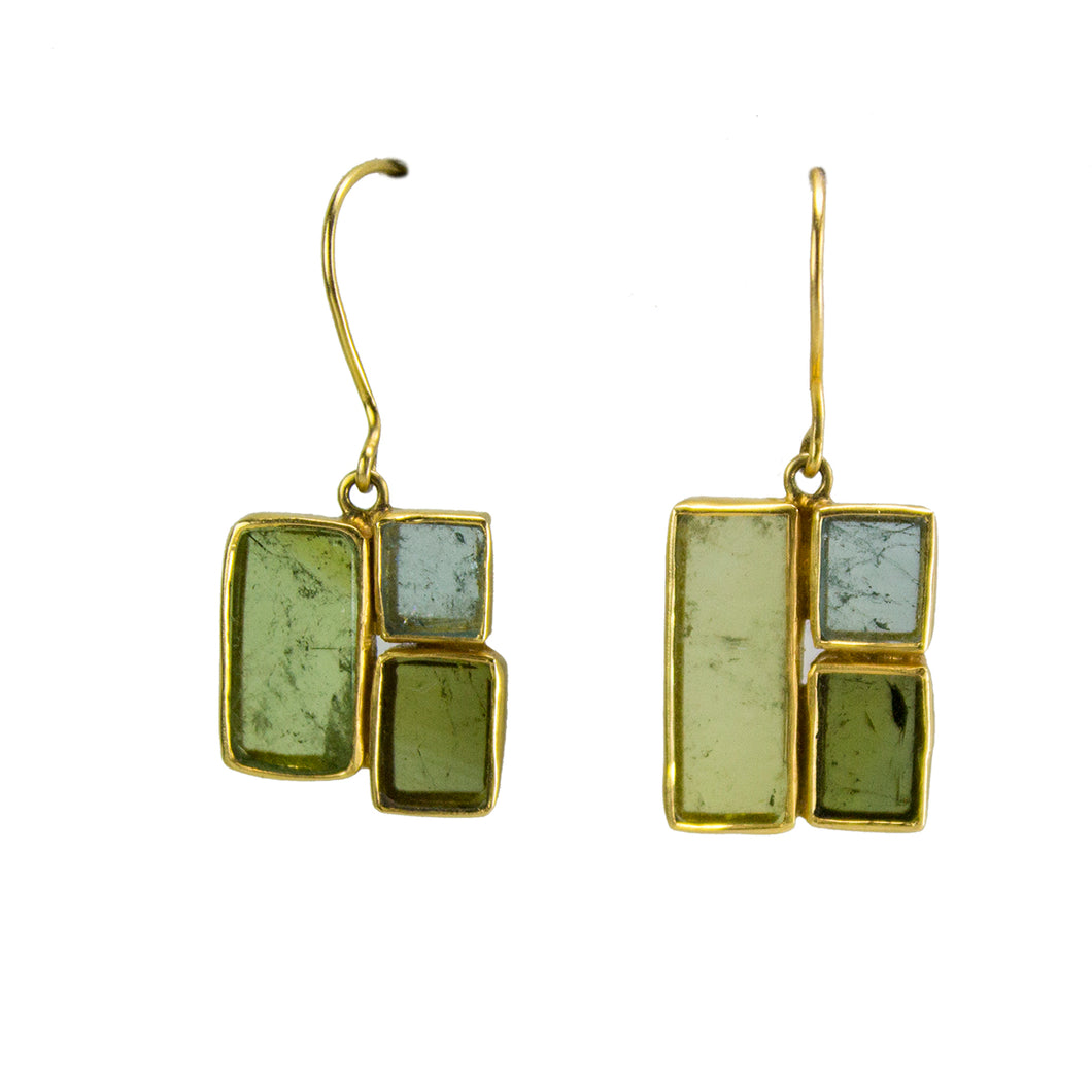 Green Tourmaline Mondrian Earrings