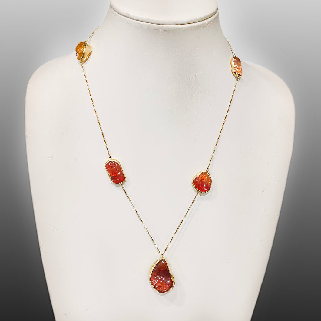 5 Stone Fire Opal Necklace