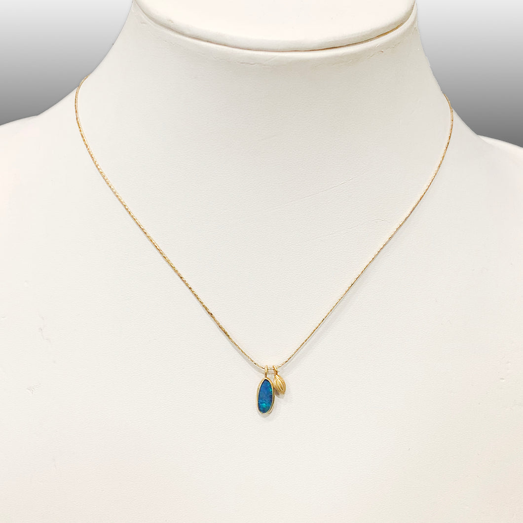 Caribbean Opal with Gold Seed Necklace