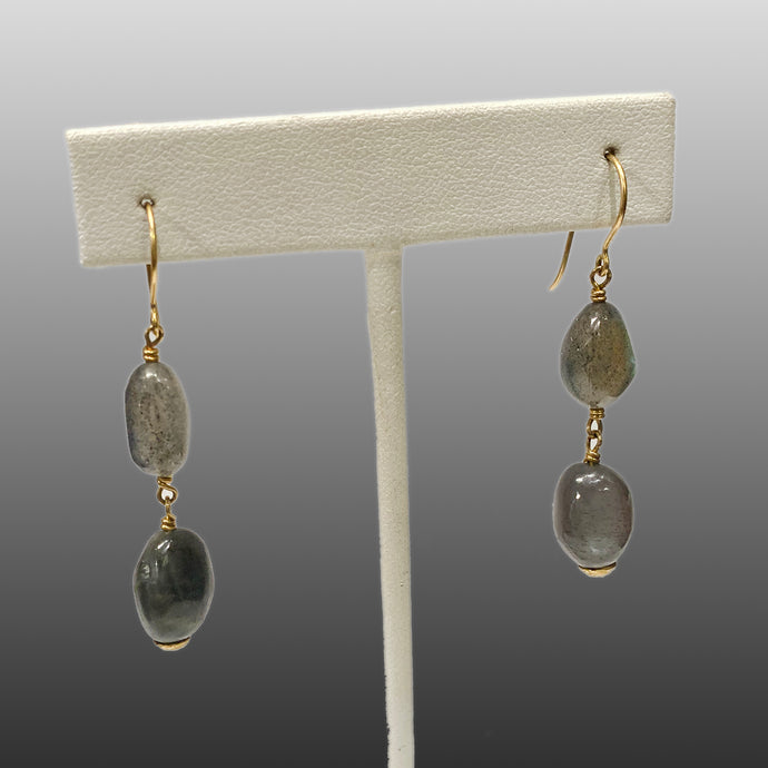 Double Pebble Labradorite Earrings