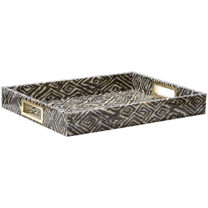 Ikat Lacquer Tray, Cedar Brown
