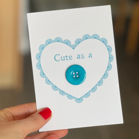 Cute as a button baby card