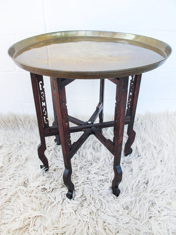 Extra Large Vintage Oval Brass Tray or Table Top with Scalloped