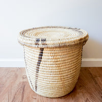 Vintage Woven Tribal African Basket with Lid - Large