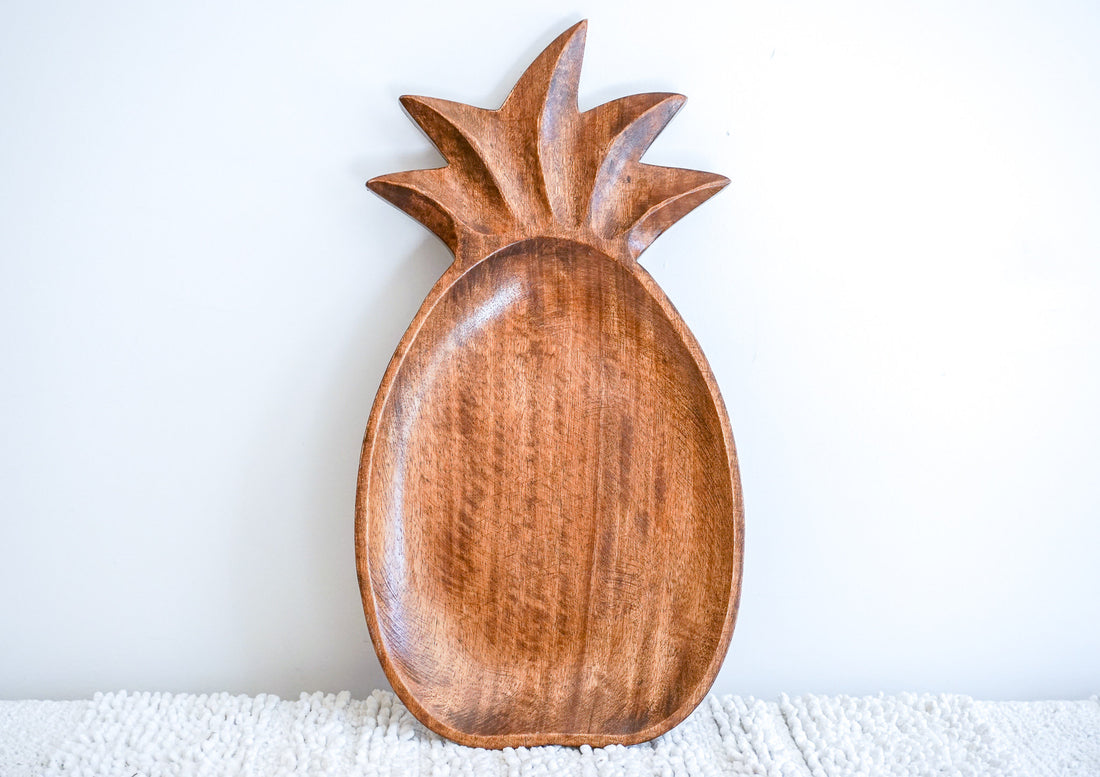 Beautiful Mid-Century Vintage Teak Wood Pineapple Tray - Made in the Philippines