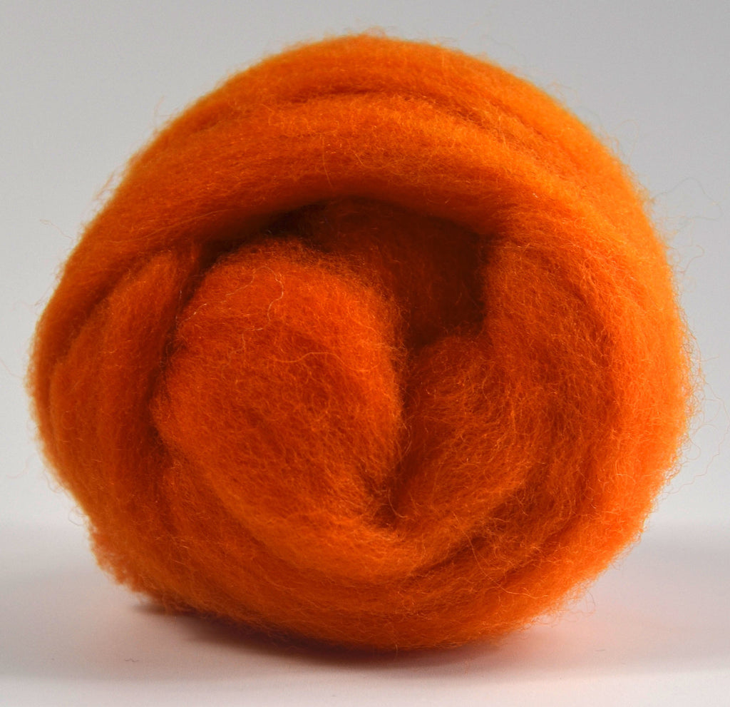 ORANGE- American Farm Wool- Medium Grade Wool Roving for Felting