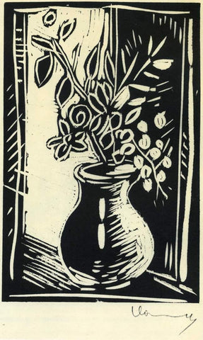 Basic Linocut Technique Vase of Flowers