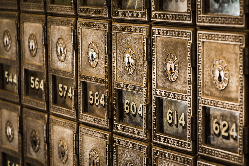 Ornate Post office personal mailboxes