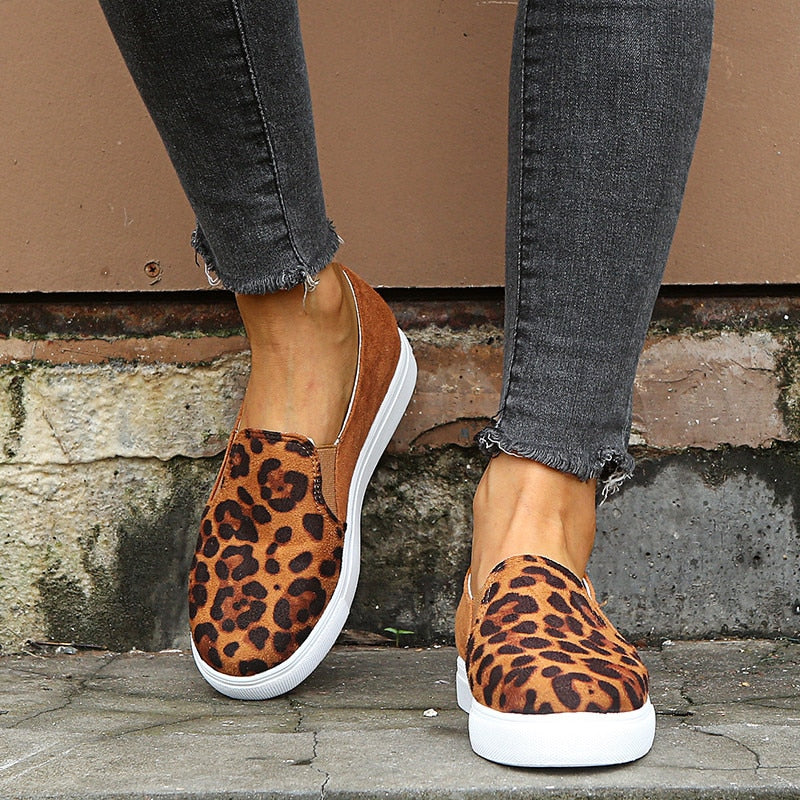womens leopard print flat shoes
