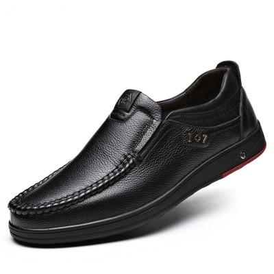 Men Solid Slip On Genuine Leather Shoes – Vipupon