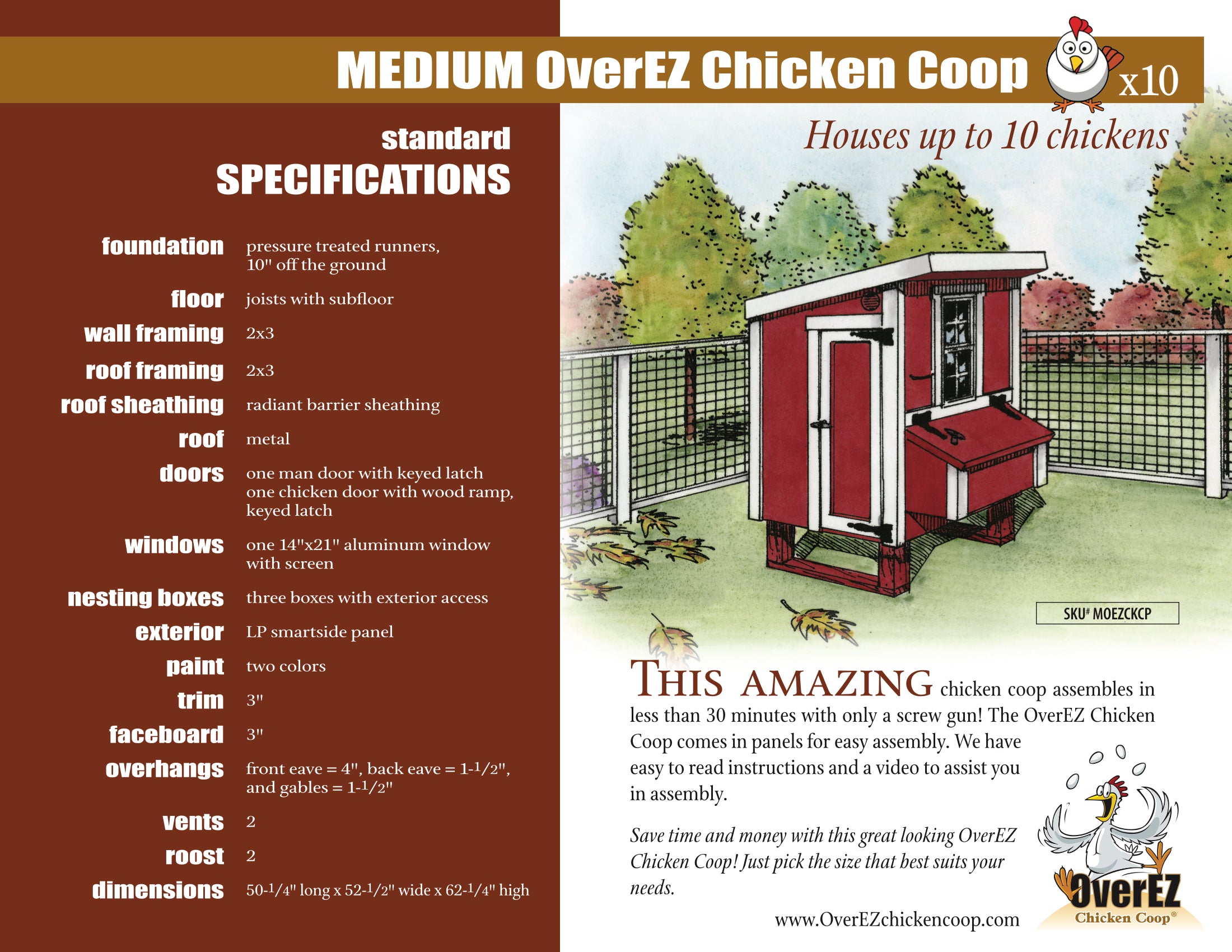 Medium OverEZ Chicken Coop Spec Sheet