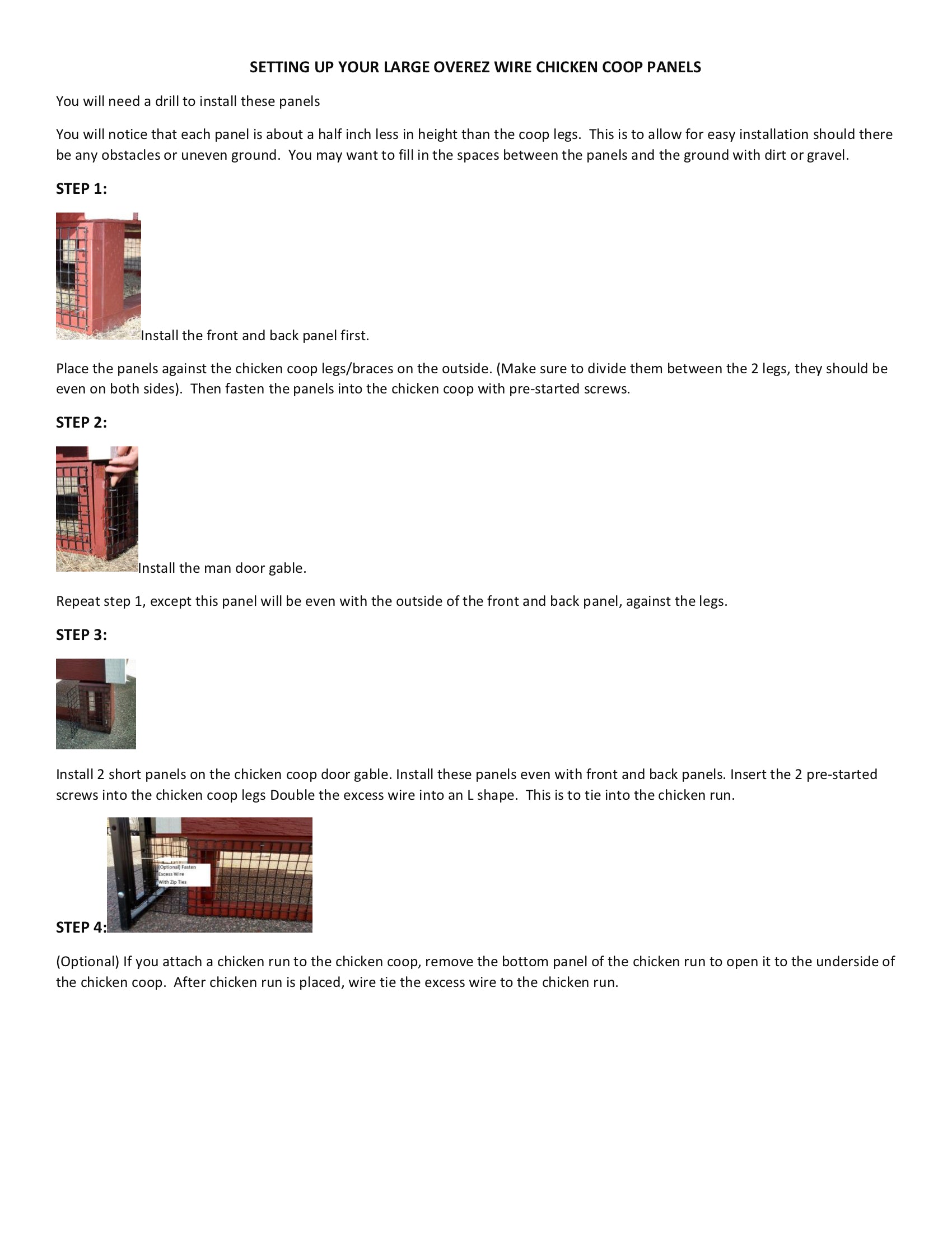 Large OverEZ Wire Chicken Coop Panels Instruction Sheet 2