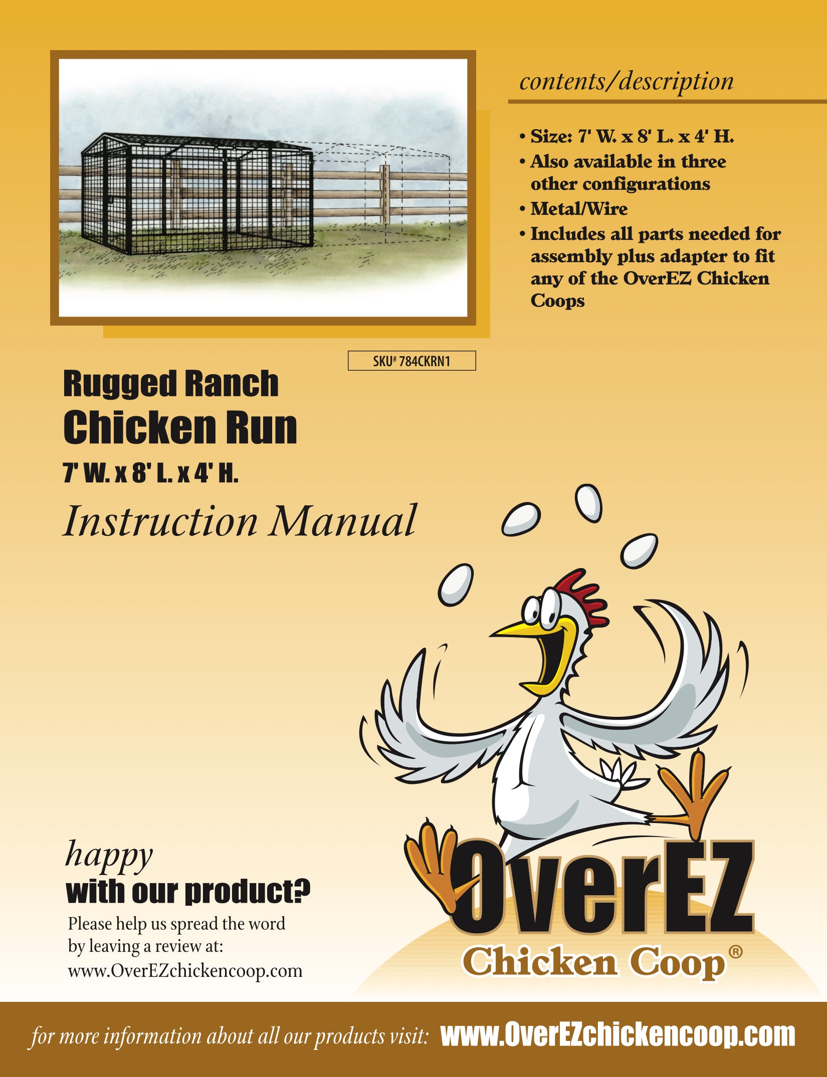 Rugged Ranch Chicken Run 7x8x4 Instructions