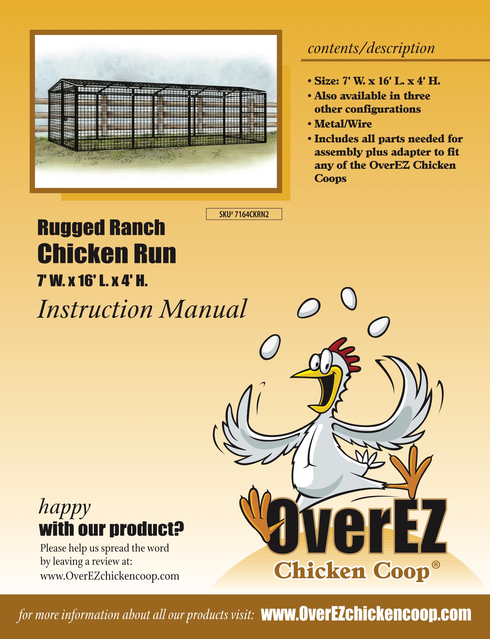 Rugged Ranch Chicken Run 7x16x4 Instructions